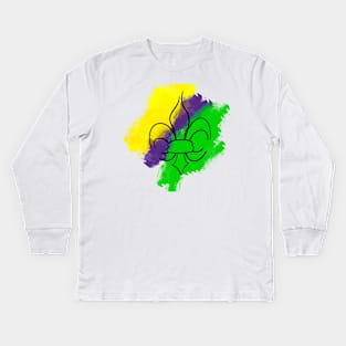 Mardi Gras Fleur de Lis Kids Long Sleeve T-Shirt